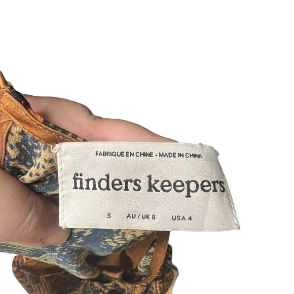 Finders Keepers Lana Snakeskin-Print Mini Dress Brown Black Size US 4 - Picture 11 of 12